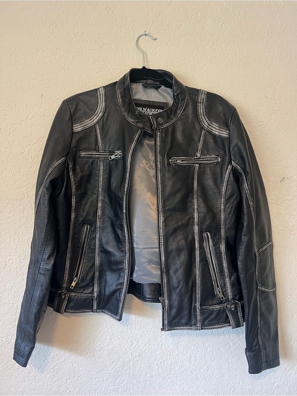 Milwaukee leather jacket SFL2830 womens black sheepskin size large